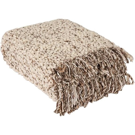 Bloomingville Cozy Haven Wool Blend Shag Throw Natural and Grey Mélange