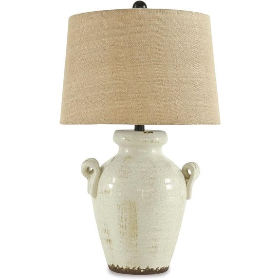 Emelda Farmhouse Ceramic Table Lamp Cream Glaze