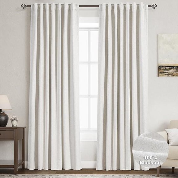 Cream Linen Blackout Curtains 84-inch 2 Panels