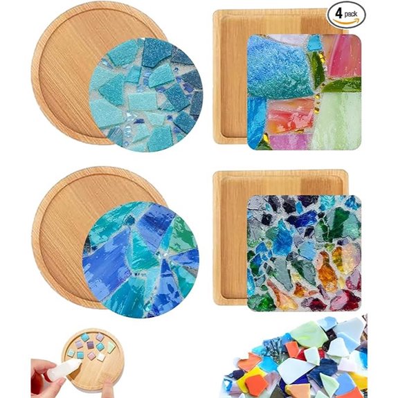 DIY Mosaic Coaster Kits (4 Sets) for Adults