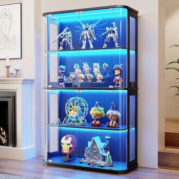 Large Rounded Glass Display Cabinet with Lights