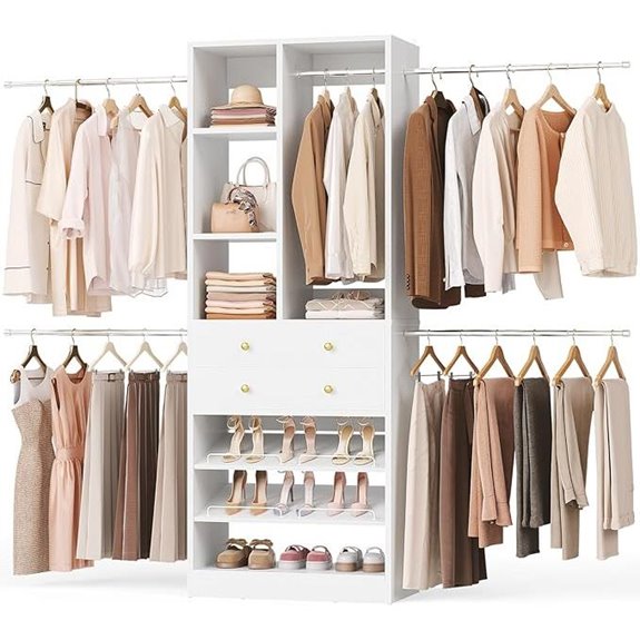 Adjustable Closet System with Drawers and Shelves