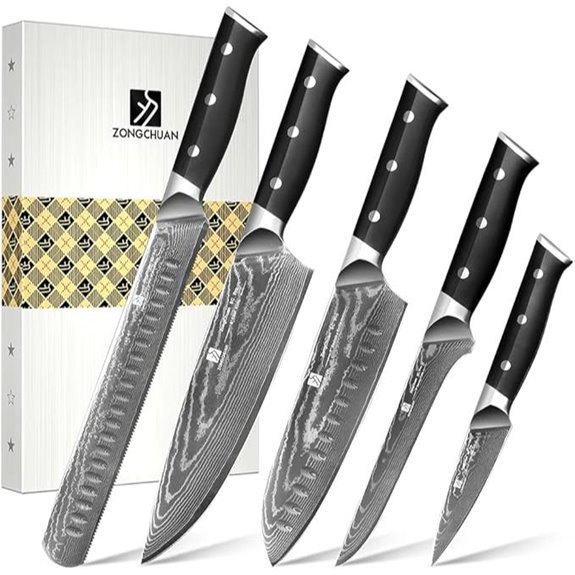 Damascus Chef Knife Set - High Carbon Steel 5 Pieces
