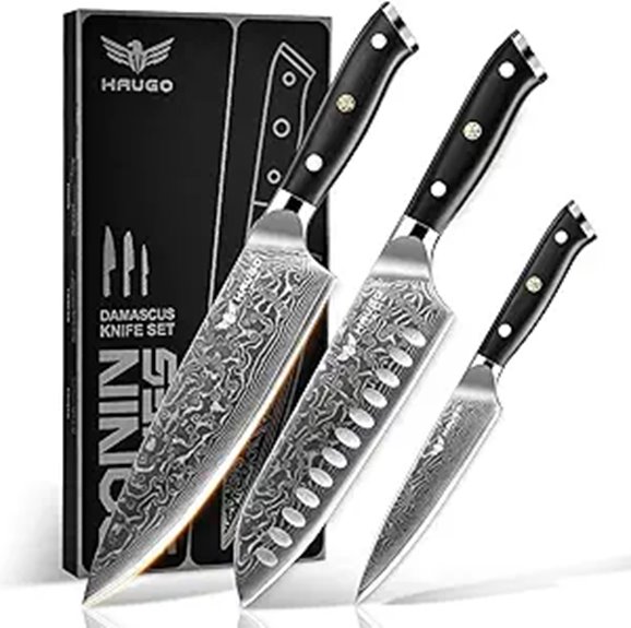 Damascus Chef Knife Set with VG10 Steel and G10 Handle