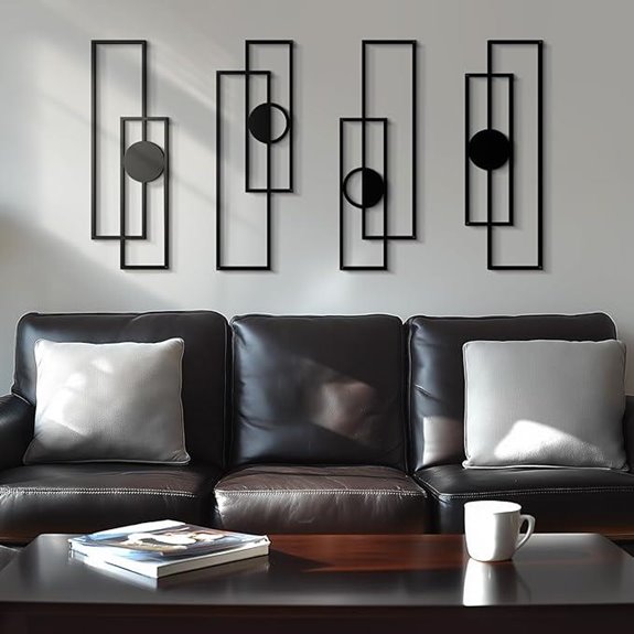 Abstract Black Metal Wall Art Set (4 Pieces)