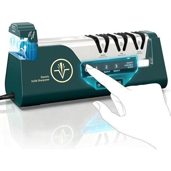 Electric Knife Sharpener with Diamond Abrasives and Multi-Stage Options