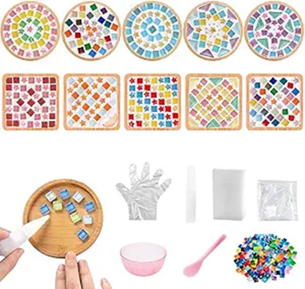 Adboros DIY Glass Mosaic Tiles with Coasters Kit
