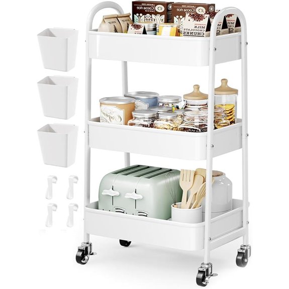 Heavy Duty 3-Tier Metal Rolling Cart Organizer