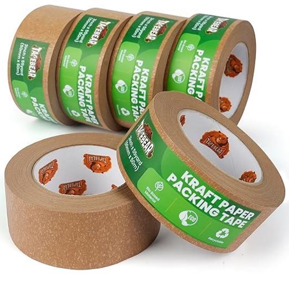 TAPEBEAR Eco-Friendly Kraft Packing Tape 6 Rolls