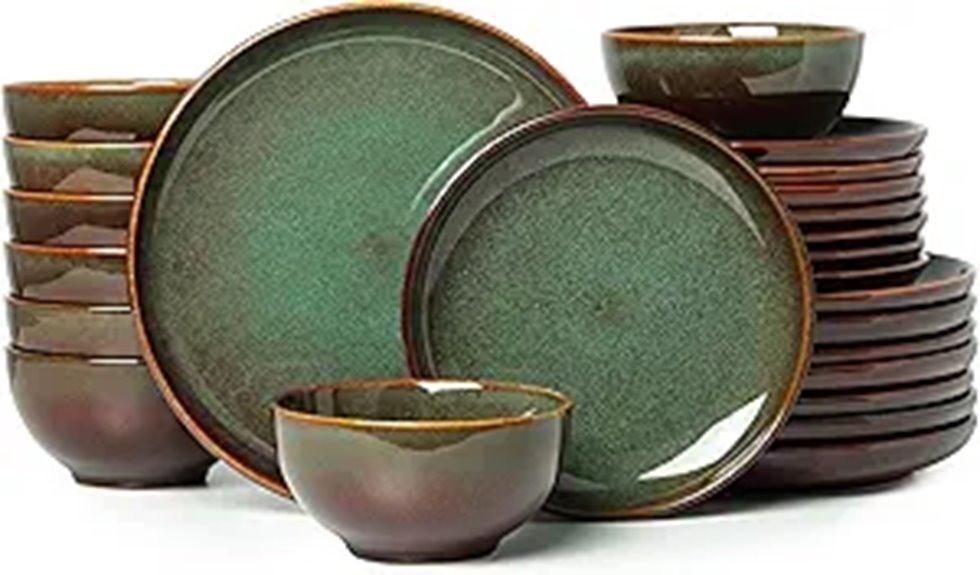 24-Piece Dinnerware Sets for 8 Stoneware Plates & Bowls