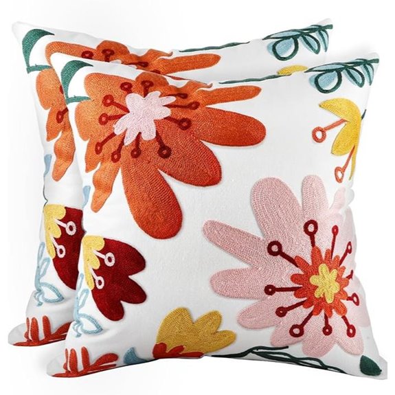 Embroidered 18x18 Throw Pillow Covers Set of 2