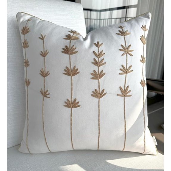 VAGMINE Embroidered Cotton Pillow Cover 18x18 Daisy
