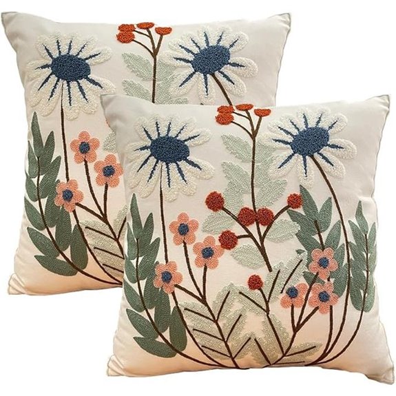 YIcabinet Embroidered Leaf Pillow Covers Set (2)