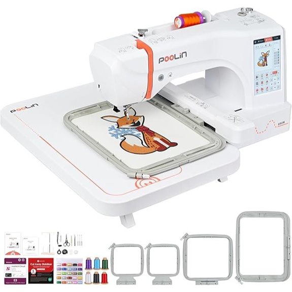 PooLin EOC06 Embroidery Machine with Touchscreen and Accessories