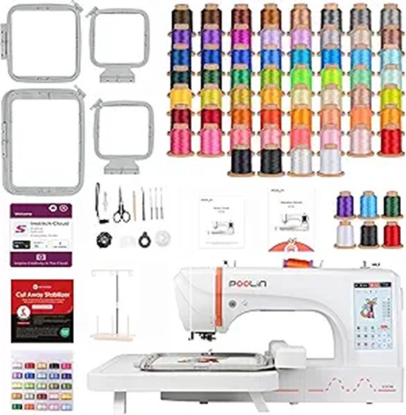 POOLIN EOC06 Embroidery Machine with Thread & Hoops