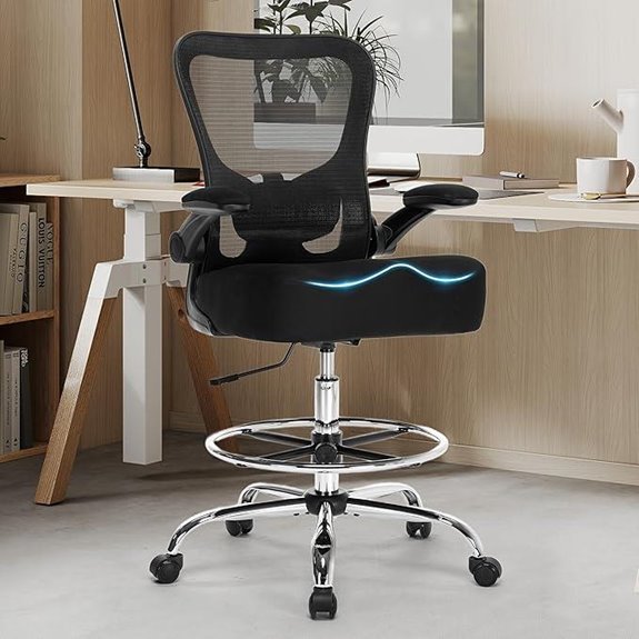 Ergonomic Drafting Chair with Footrest and Breathable Fabric