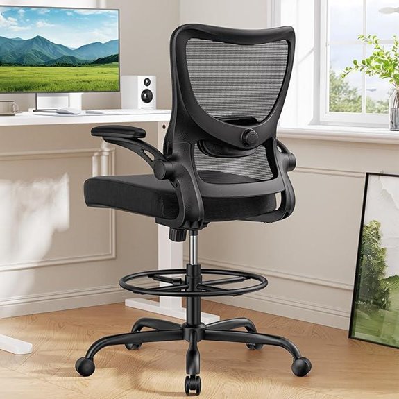Marsail Drafting Chair with Lumbar Support and Adjustable Footrest