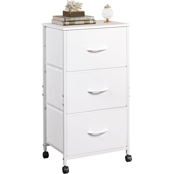 WLIVE 3-Drawer Fabric Nightstand with Wheels