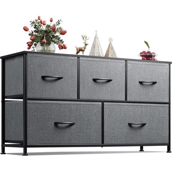 WLIVE 5-Drawer Fabric Dresser for Bedroom Storage