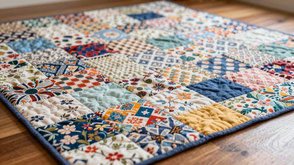 flat handmade patchwork pressing