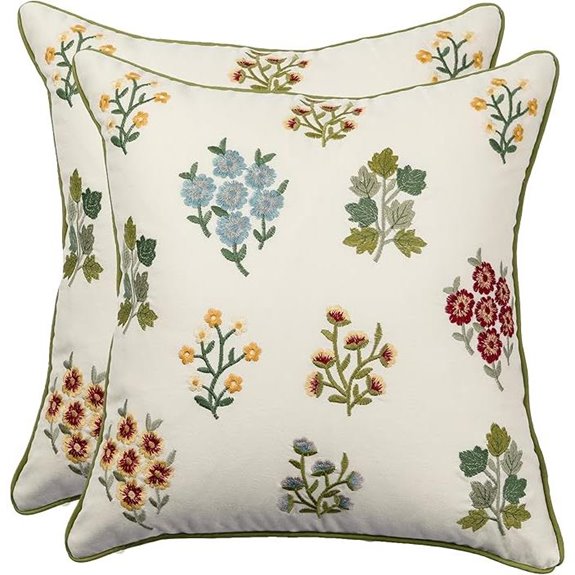 Tosleo Embroidered Floral Pillow Covers (2-Pack)
