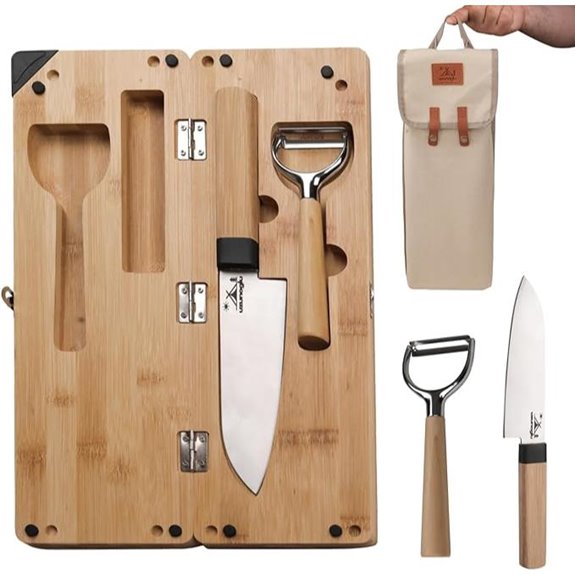 Foldable Bamboo Cutting Board Set with Accessories