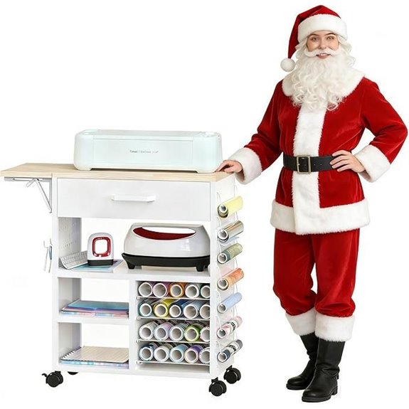 Foldable Craft Cart with Storage and Wheels