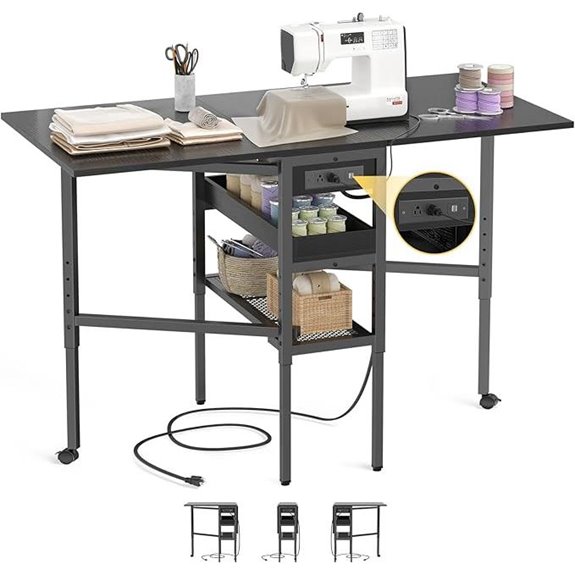 Besiost Folding Sewing & Craft Table with Charging
