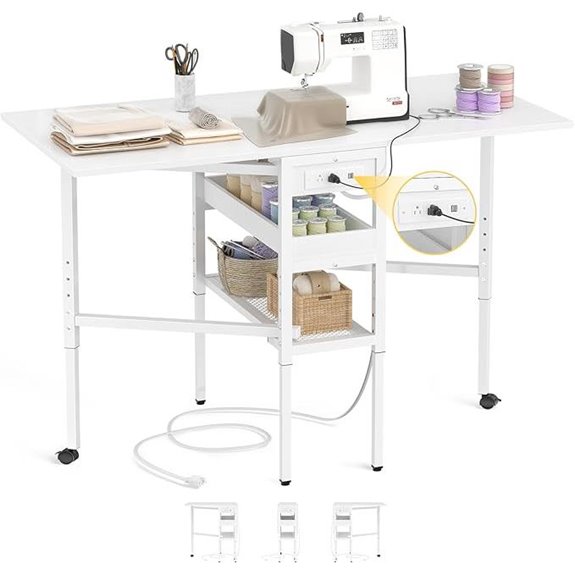 Besiost Folding Sewing & Craft Table with Charging