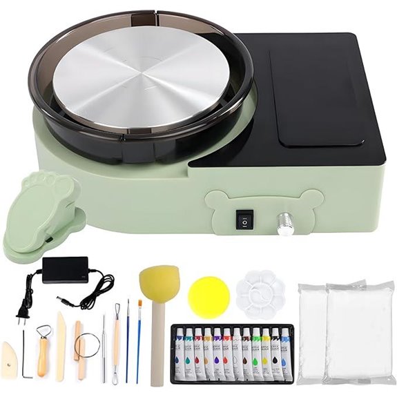 Pottery Wheel Machine with Foot Pedal and Basin