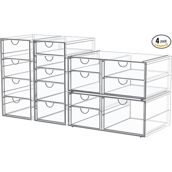 Makeup & Jewelry Organizer with 16 Drawers (4 Pack)