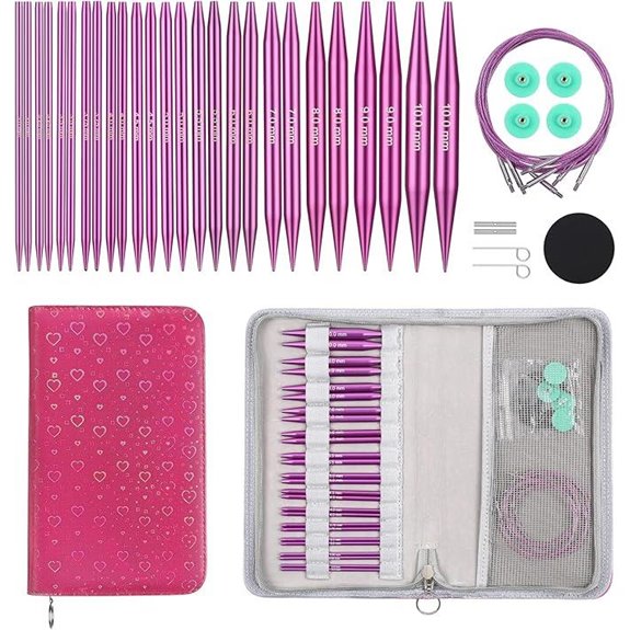 Guclud 4-Inch Circular Knitting Needles Set (13 Pairs)