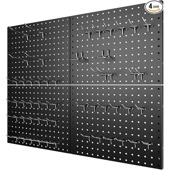 4 Pack Metal Pegboard Panels with Hooks
