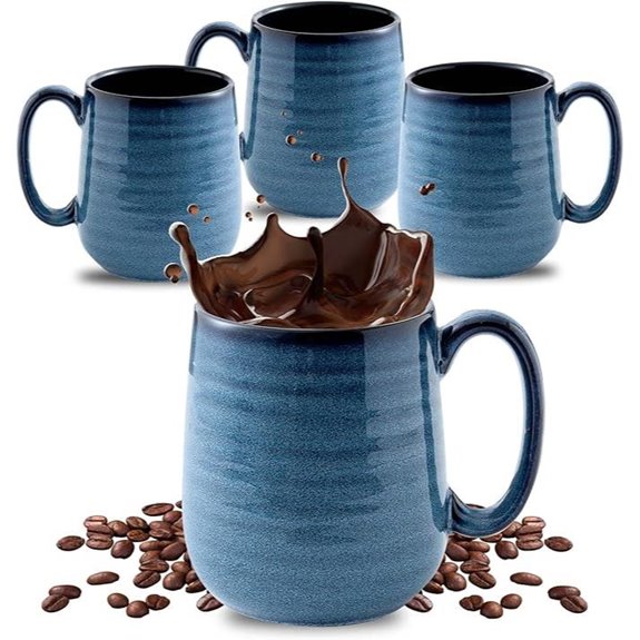 HASENSE 4-Pack 15oz Porcelain Coffee Mugs with Handles
