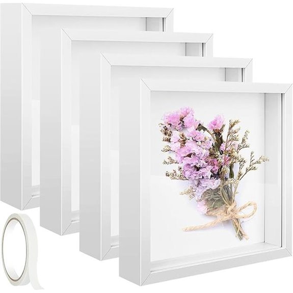 4 Pack 8x8in Shadow Box Frames with Adhesive Tape