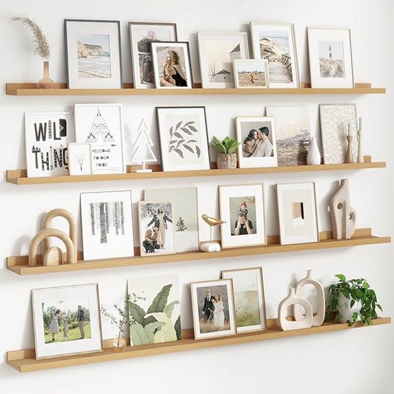 4-Pack Wall Mounted Floating Shelves for Photos and Books