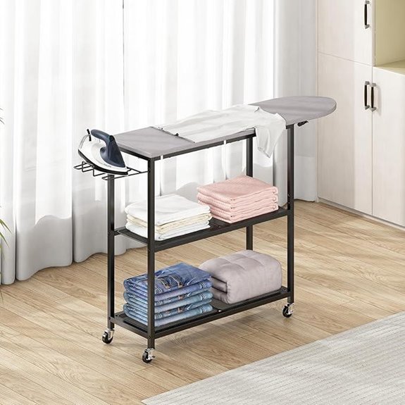 GILLAS Full-Size Ironing Board with Storage Basket