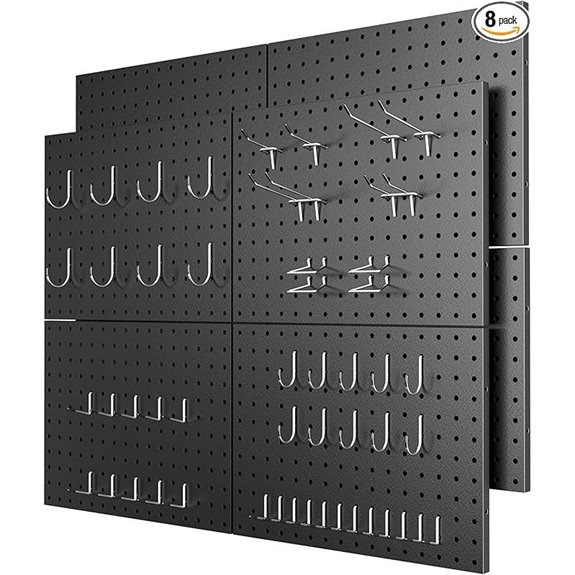 Peg Board 8 Pack with Hooks for Garage and Office
