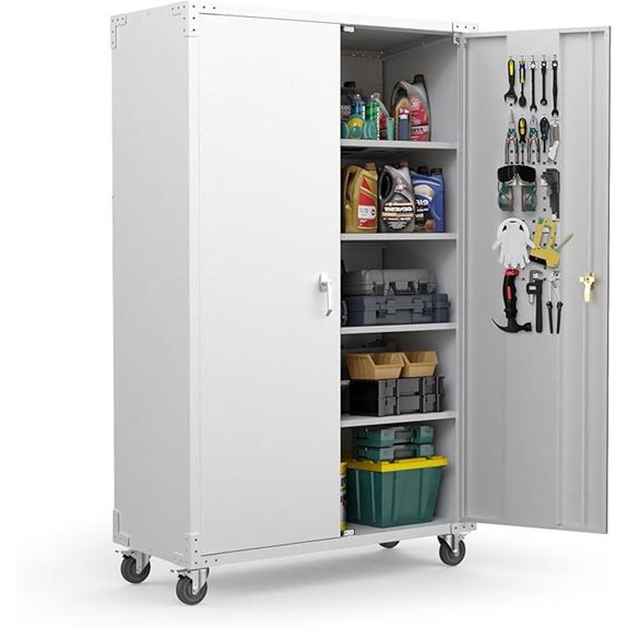 VINGLI Garage Storage Cabinet with Pegboards and Wheels