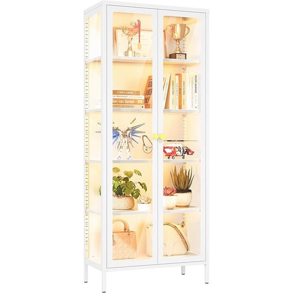 Metal Display Cabinet with Glass Doors and Lights