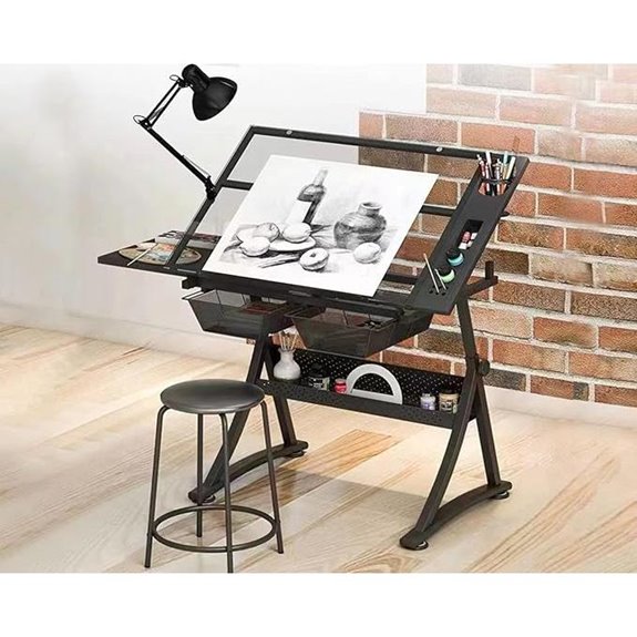 Glass Drafting Table Art Desk