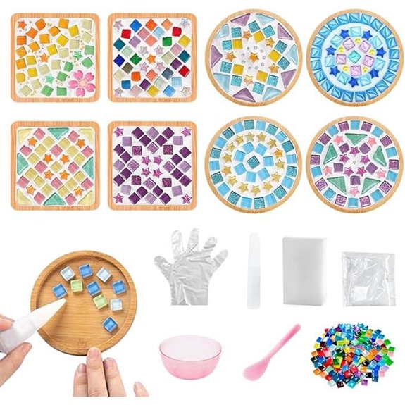 Adboros DIY Glass Mosaic Tile Sets with Coasters