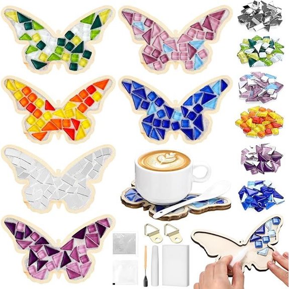 Honeydak Glass Mosaic Tiles & Butterfly Coasters Kit