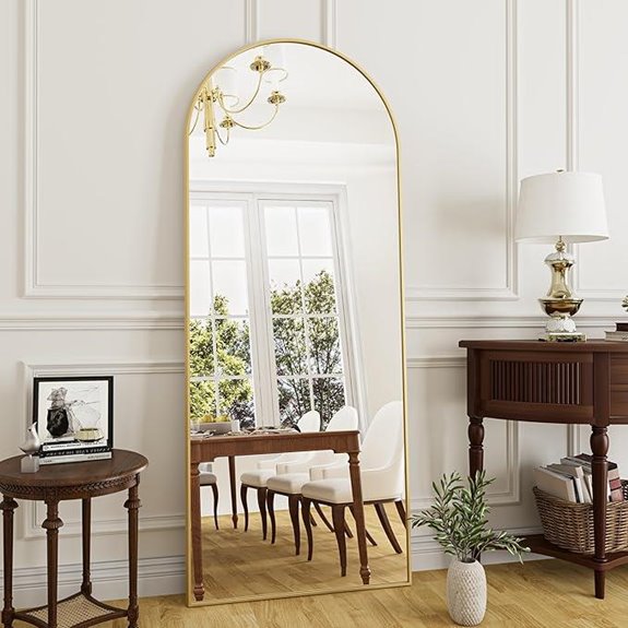 gold arched floor mirror
