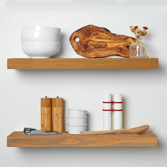 Homeforia 24in Golden Oak Floating Shelves (Set of 2)