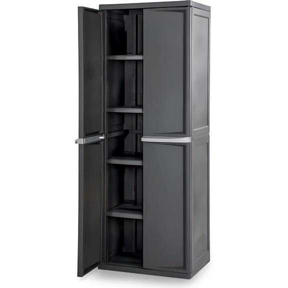 Sterilite Lockable 4-Shelf Storage Cabinet in Gray