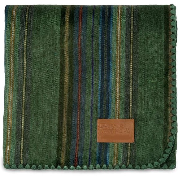 QISU Alpaca Wool Blanket Throw (Green Variegated)