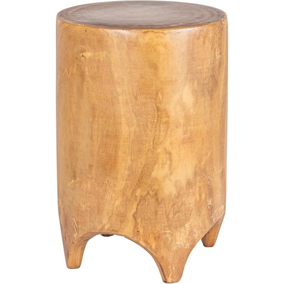 Creative Co-Op Hand-Carved Wood Side Table Walnut Finish