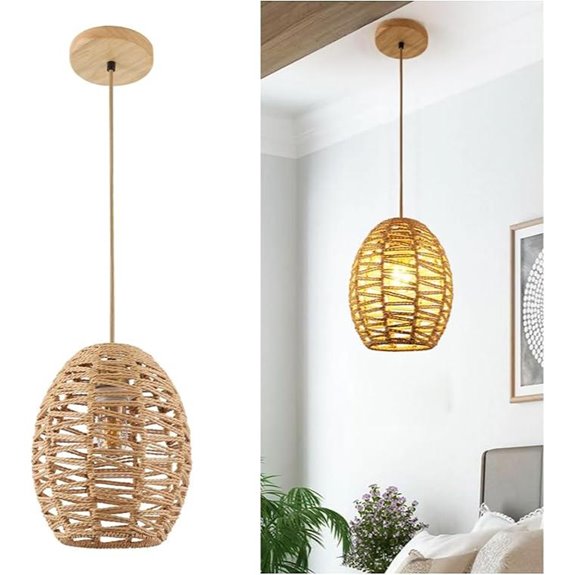 DELIPOP Hand-Woven Rattan Pendant Light for Home