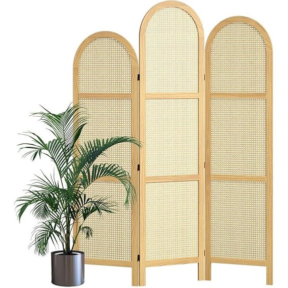 3-Panel Hand-Woven Rattan Room Divider